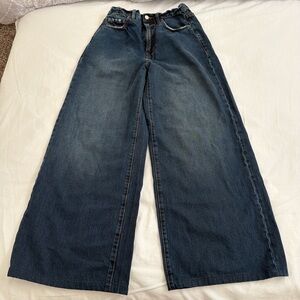 GRLFRND Wide Leg Jeans in Dark Blue Wash
